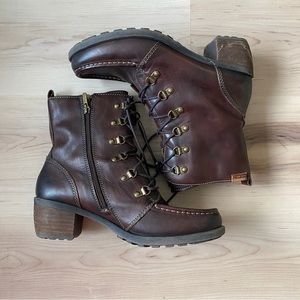 Brown Leather Pikolinos Lace Up Boots, Size 38